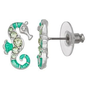 Napier Silver Tone Ocean World Seahorse Stud Earrings